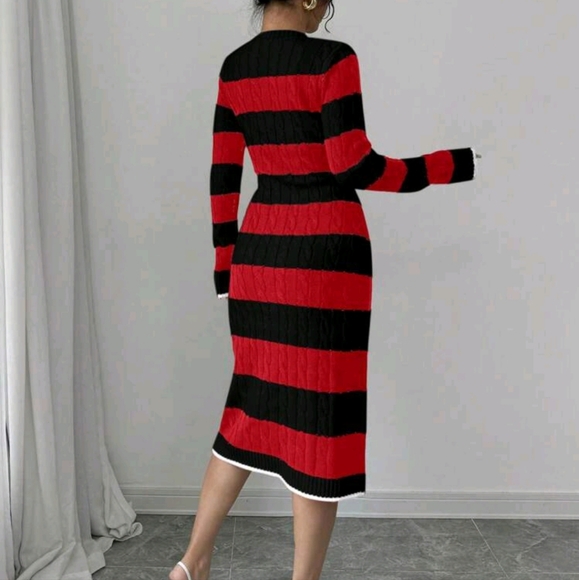 Women Elegant Long Sleeve Knit Dress, Minimalist Fashion Casual Everyday - Picture 2 of 4